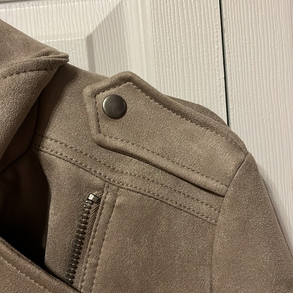 Philosophy Republic Clothing medium moto style jacket faux leather taupe - Picture 7 of 8